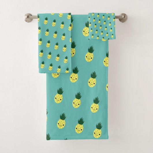 かわいいかわいい笑顔パイナップルパターン バスタオルセット (インサイチュ)