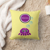 かわいいかわいい紫クラゲと青い泡 クッション (ブランケット)