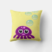 かわいいかわいい紫クラゲと青い泡 クッション (裏面)