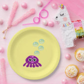 かわいいかわいい紫クラゲと青い泡 ペーパープレート (パーティー)