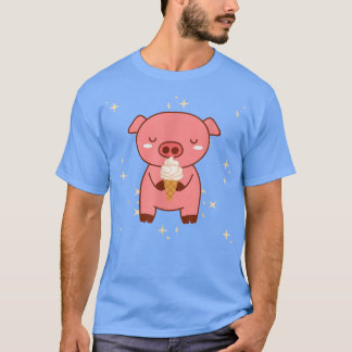 かわいいかわいい豚とアイスクリームパジャマ3708 Tシャツ