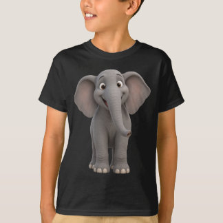 かわいいかわいい象の子供用ブラックTシャツ Tシャツ