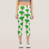 かわいいかわいい踊りブロッコリー漫画イラストレーション カプリレギンス (正面)