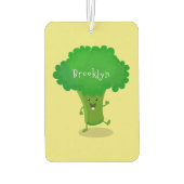 かわいいかわいい踊りブロッコリー漫画イラストレーション カーエアーフレッシュナー (裏面)