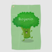 かわいいかわいい踊りブロッコリー漫画イラストレーション ゴルフタオル (正面)