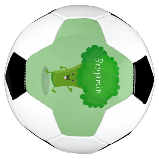 かわいいかわいい踊りブロッコリー漫画イラストレーション サッカーボール (回転)