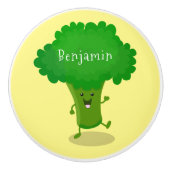 かわいいかわいい踊りブロッコリー漫画イラストレーション セラミックノブ (正面)