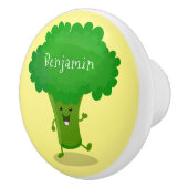 かわいいかわいい踊りブロッコリー漫画イラストレーション セラミックノブ (右)