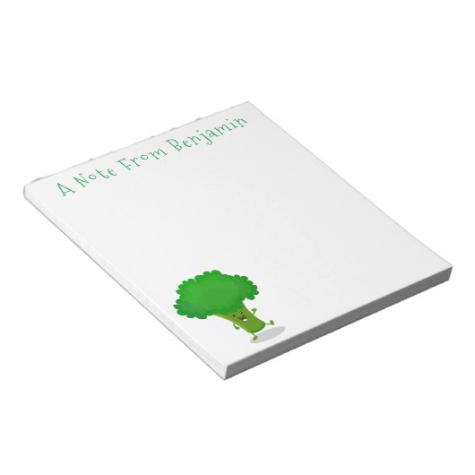 かわいいかわいい踊りブロッコリー漫画イラストレーション ノートパッド (アングル)