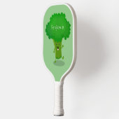 かわいいかわいい踊りブロッコリー漫画イラストレーション ピックルボールラケット (左)