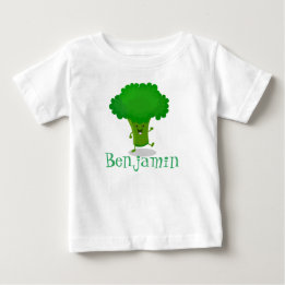 かわいいかわいい踊りブロッコリー漫画イラストレーション ベビーTシャツ