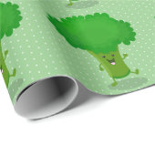 かわいいかわいい踊りブロッコリー漫画イラストレーション ラッピングペーパー (ロールコーナー)