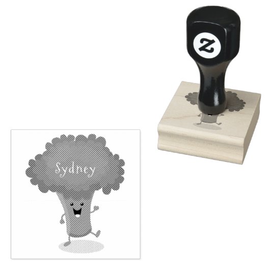 かわいいかわいい踊りブロッコリー漫画イラストレーション ラバースタンプ (押印)