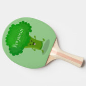 かわいいかわいい踊りブロッコリー漫画イラストレーション 卓球ラケット (横)