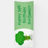 かわいいかわいい踊りブロッコリー漫画イラストレーション 横断幕 (縦)