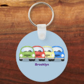 かわいいかわいい車の漫画イラストレーション キーホルダー (正面)