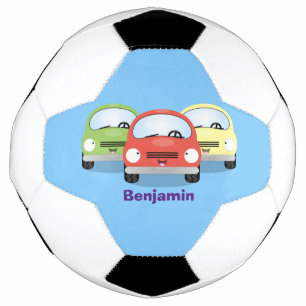 かわいいかわいい車の漫画イラストレーション サッカーボール