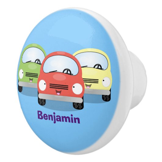 かわいいかわいい車の漫画イラストレーション セラミックノブ (右)