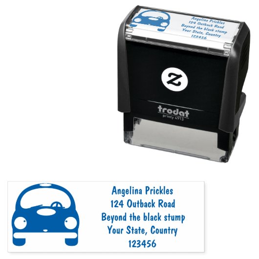 かわいいかわいい車の漫画イラストレーション セルフインキングスタンプ (インサイチュ)