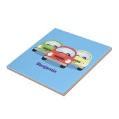 かわいいかわいい車の漫画イラストレーション タイル (側面)