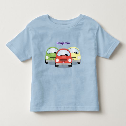 かわいいかわいい車の漫画イラストレーション トドラーTシャツ (正面)