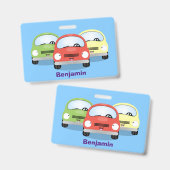 かわいいかわいい車の漫画イラストレーション バッジ (正面＆裏面)