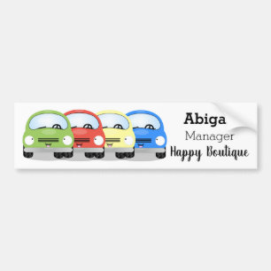 かわいいかわいい車の漫画イラストレーション バンパーステッカー