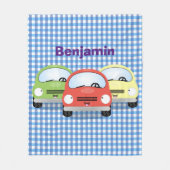 かわいいかわいい車の漫画イラストレーション フリースブランケット (正面)