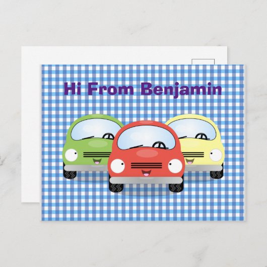 かわいいかわいい車の漫画イラストレーション ポストカード (正面/裏面)