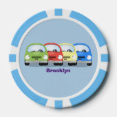 かわいいかわいい車の漫画イラストレーション ポーカーチップ (正面)