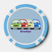 かわいいかわいい車の漫画イラストレーション ポーカーチップ (裏面)