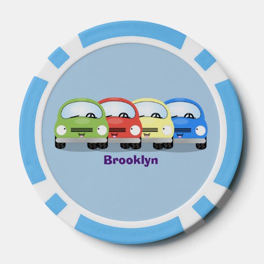 かわいいかわいい車の漫画イラストレーション ポーカーチップ (裏面)