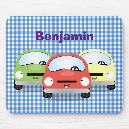 かわいいかわいい車の漫画イラストレーション マウスパッド (正面)
