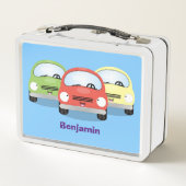 かわいいかわいい車の漫画イラストレーション メタルランチボックス (裏面)