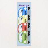 かわいいかわいい車の漫画イラストレーション ヨガマット (正面)