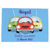 かわいいかわいい車の漫画イラストレーション ラージペーパーバッグ (裏面)