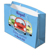 かわいいかわいい車の漫画イラストレーション ラージペーパーバッグ (裏面アングル)