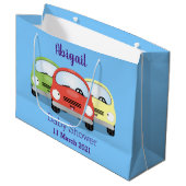 かわいいかわいい車の漫画イラストレーション ラージペーパーバッグ (正面アングル)