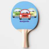 かわいいかわいい車の漫画イラストレーション 卓球ラケット (裏面)