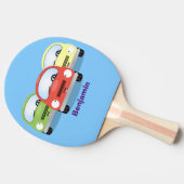 かわいいかわいい車の漫画イラストレーション 卓球ラケット (横)