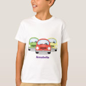 かわいいかわいい車の漫画イラストレーション Tシャツ (正面)