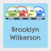 かわいいかわいい車の漫画パーソナライズされた ラベル (デザイン1)