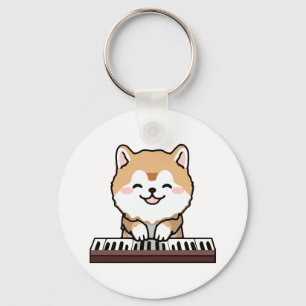 かわいいかわいい遊犬のピアノ鍵盤 キーホルダー
