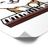 かわいいかわいい遊犬のピアノ鍵盤 ポスター (角)