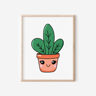 かわいいかわいい鉢植えスネークプラントアート ポスター