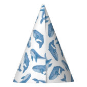 かわいいかわいい青いクジラのパターン。 パーティーハット (裏面)
