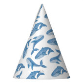 かわいいかわいい青いクジラのパターン。 パーティーハット (左)