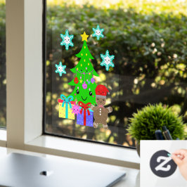かわいいかわいい顔クリスマスツリーシーン8x11以上 ウィンドウサイン