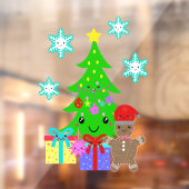 かわいいかわいい顔クリスマスツリーシーン8x11以上 ウィンドウサイン (シート2)