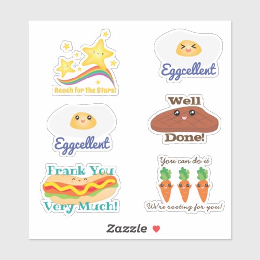 かわいいかわいい食べ物を元気にやる気を起こさせるする言葉 シール (シート)